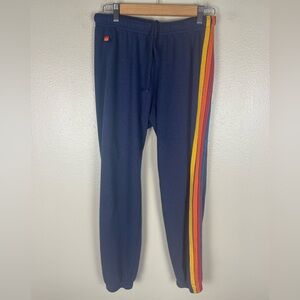 Aviator Nation 5 Stripe Sweatpants Size Large Made In USA Navy